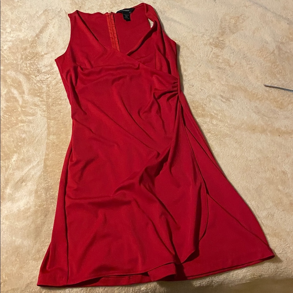 Express Red Faux Wrap Dress S